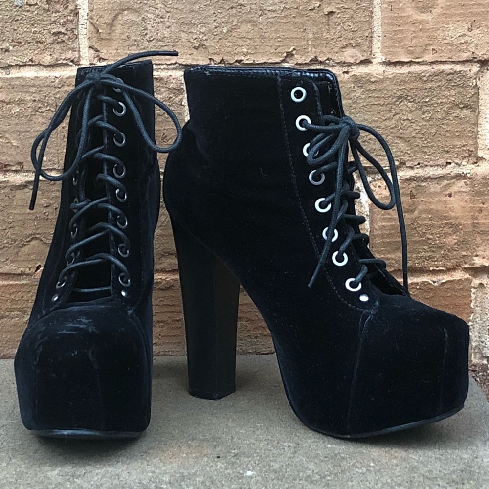 Suede Platform Lace Up Booties